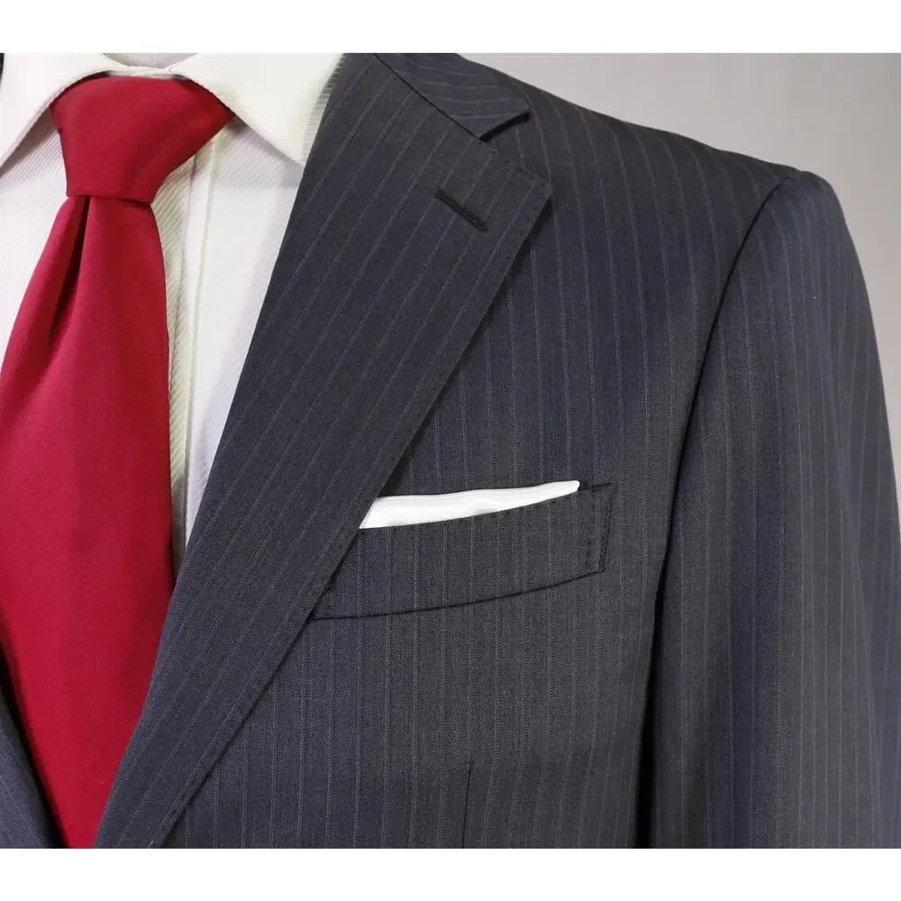 Paul Stuart Gray w/ Pink Pinstripe 2-Btn Wool Luxury Suit 38S